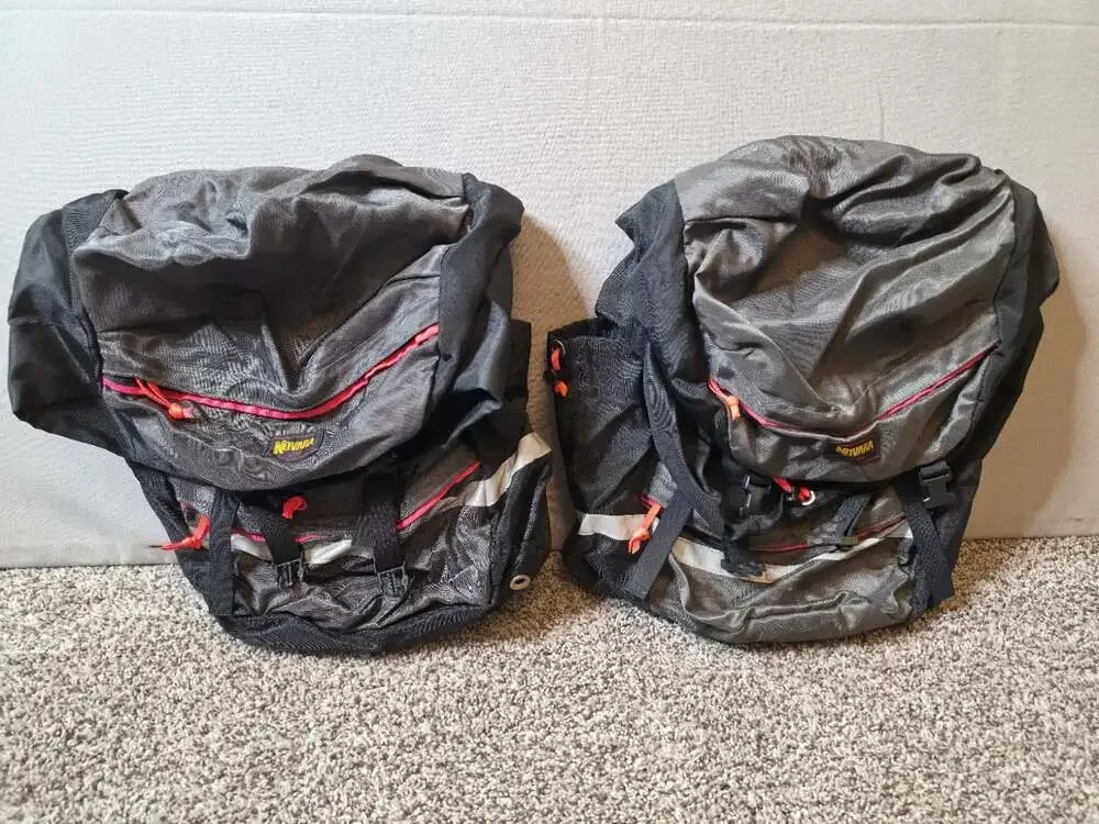 Vintage Set Of REI Novara Bicycle Pannier Bags Reflective - 18x14x7